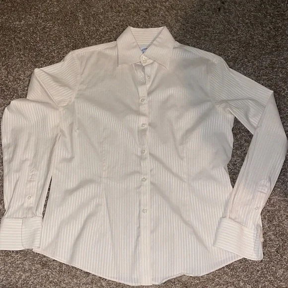 Brooks brothers dress shirt, taupe and white stripe - Picture 2 of 4